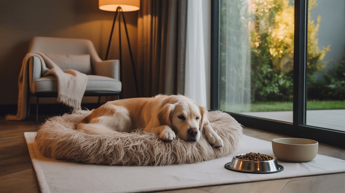 Pokoj se psem v pet-friendly hotelu.