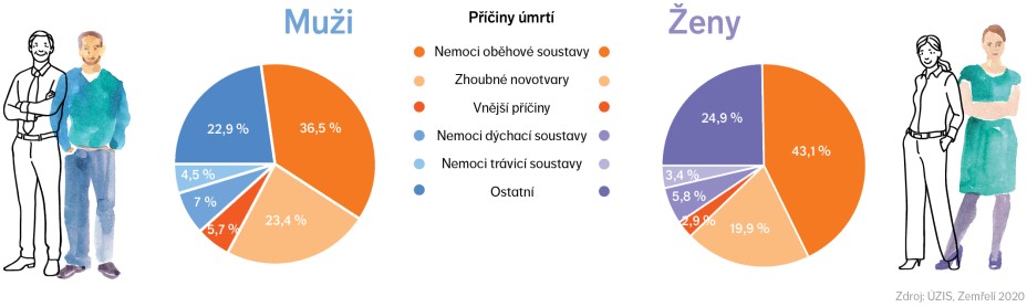Graf příčin úmrtí v ČR